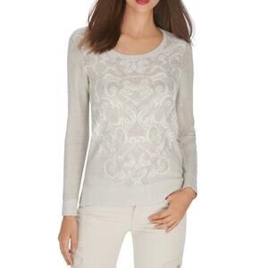 WHBM Long Sleeve Scroll Jacquard Pullover Size Small (Fits like a Medium)✨🤍